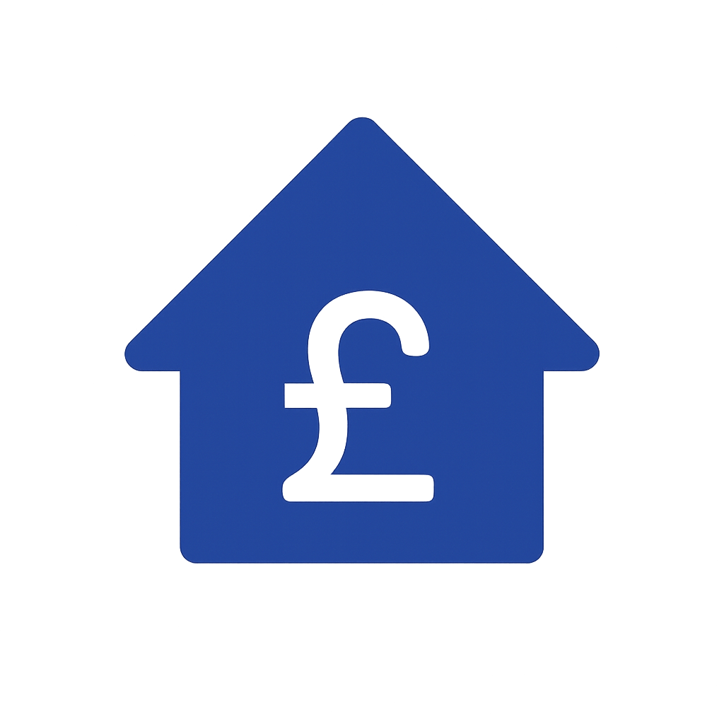 Finances and Property Help on Divorce or Separation. A Blue House with Money sign.