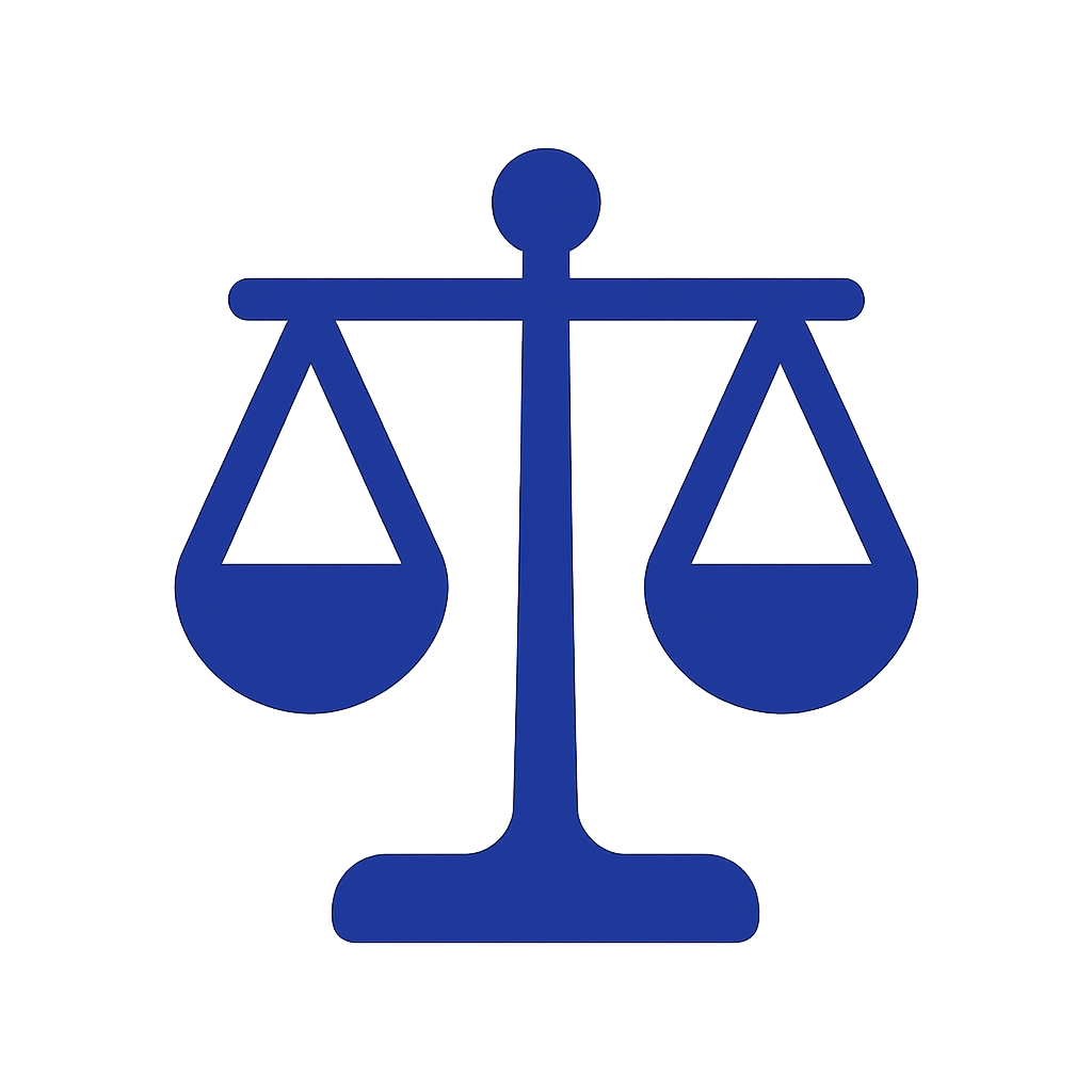 Blue scales of justice to signify legal help and legal advice on divorce or separation.