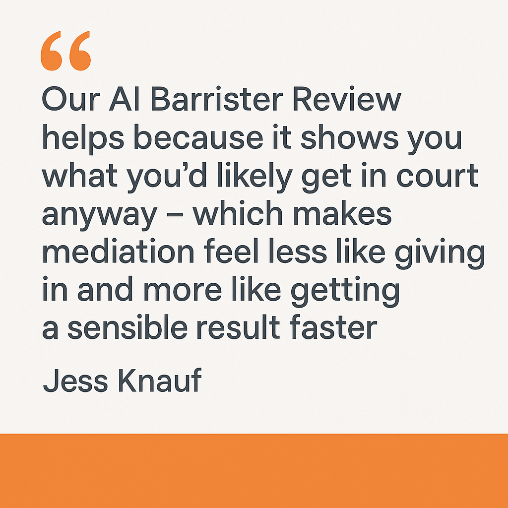 Ai barrister review and mediation quote by Jess Knauf